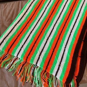 Handmade Crochet Throw Blanket With Fringe